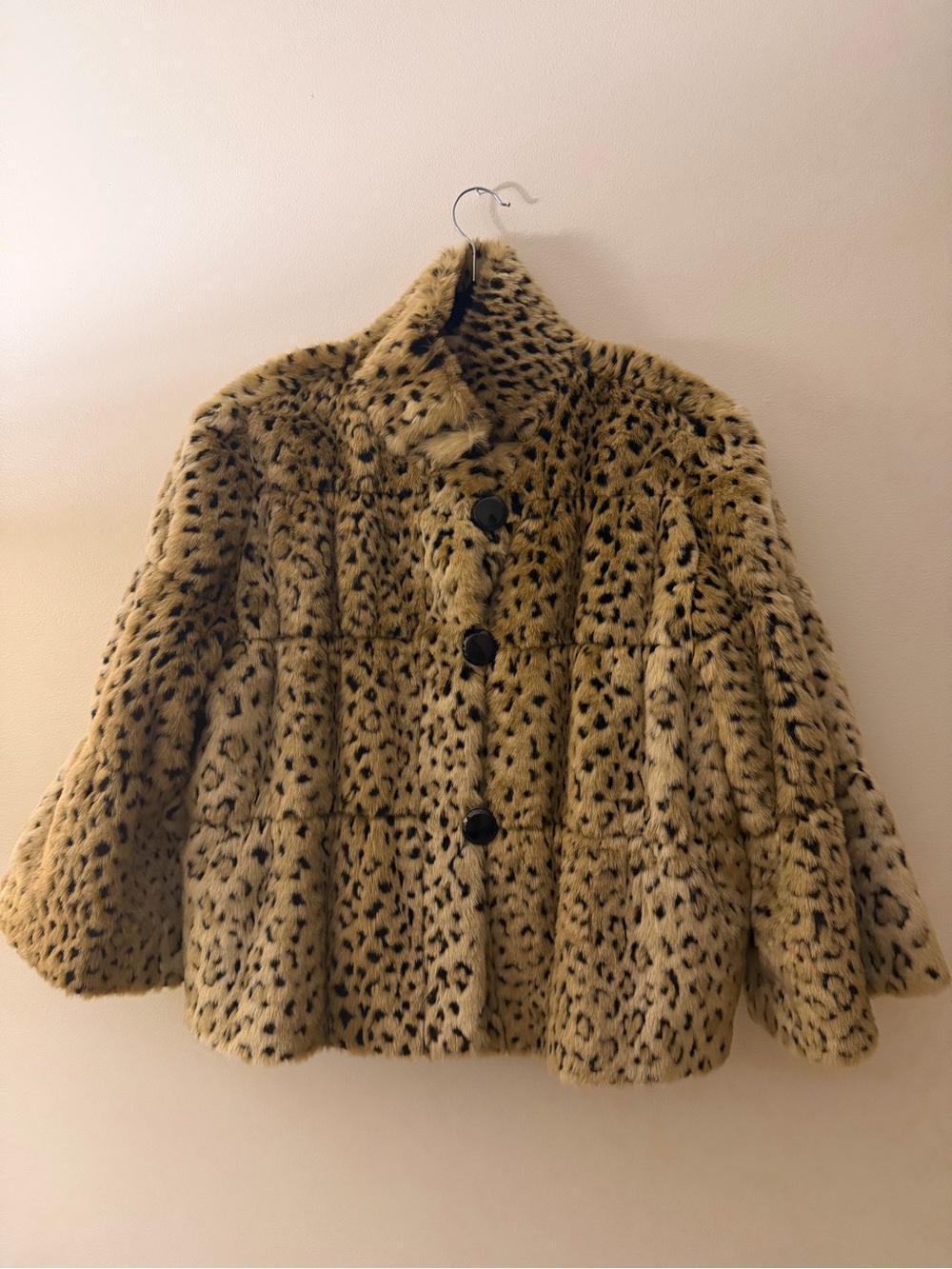 INC International Concepts Leopard-Print Faux Fur Jacket in Tan and Black
